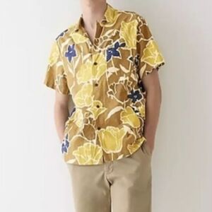 J. Crew‎ Hemp-Cotton Floral Print Camp Shirt Tropical Beach Vacation Resort XL